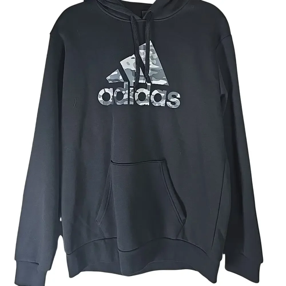 NWT Adidas Camo Logo Black Hoodie Pullover Men's Size Medium IP3212